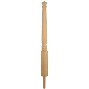 4063 43 in. x 3 in. Unfinished Red Oak Pin Top Volute Newel Post with Square Bottom