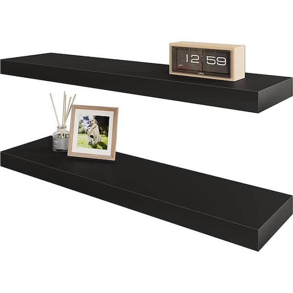 Cubilan 24 in. W x 6 in. D Black Wood Composite Decorative Wall Shelf