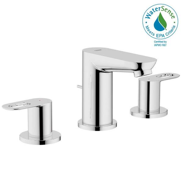 GROHE BauLoop 8 in. Widespread 2-Handle Low Arc Bathroom Faucet in Starlight Chrome