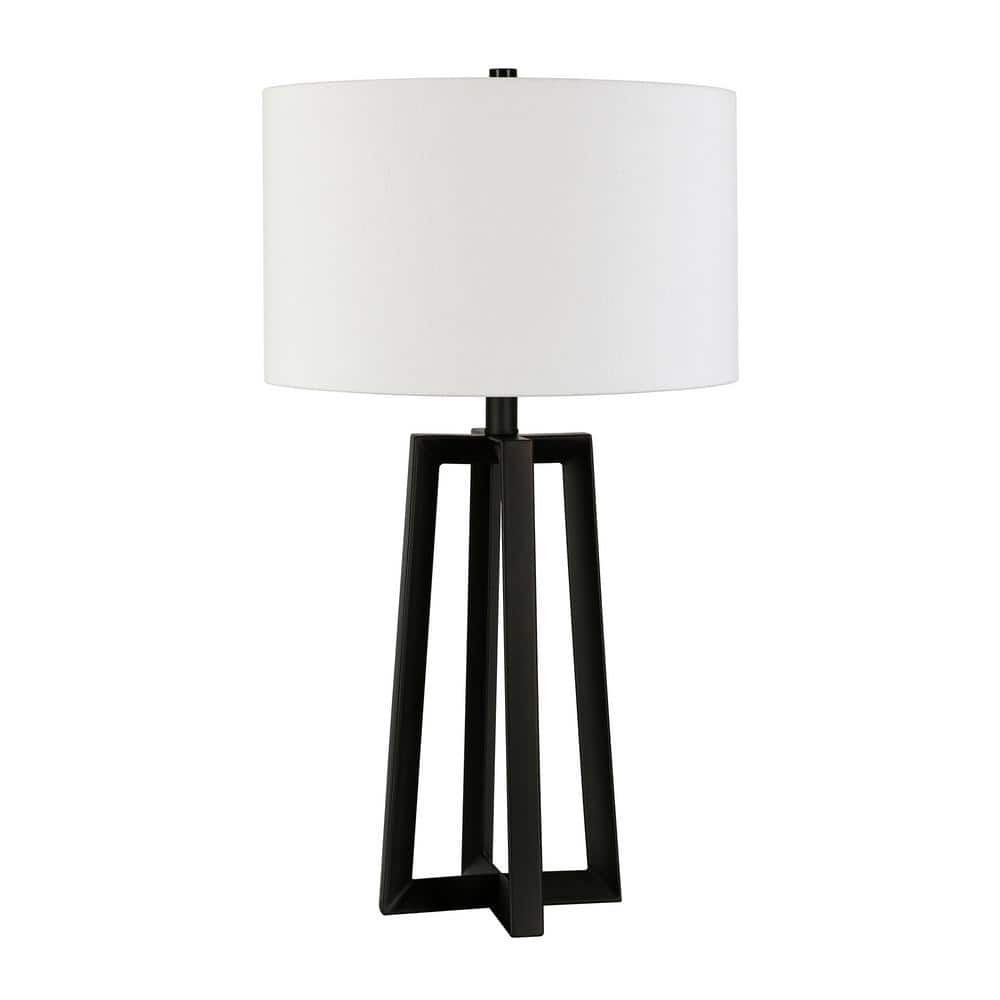 Helena 24.5" Blackened Bronze Tripod Nightstand Lamp with Barrel Shade