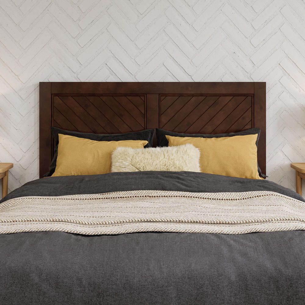 Canyon Full Walnut Wood Headboard with USB Charger