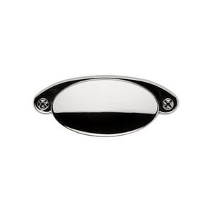 Ovaline 3-1/2 in. Center-to-Center Polished Nickel Drawer Cup Pull