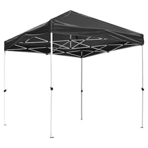 10 ft. x 10 ft. Black Grill Folding Canopy, Single-Tiered BBQ Tent Roof Top Cover in Taupe