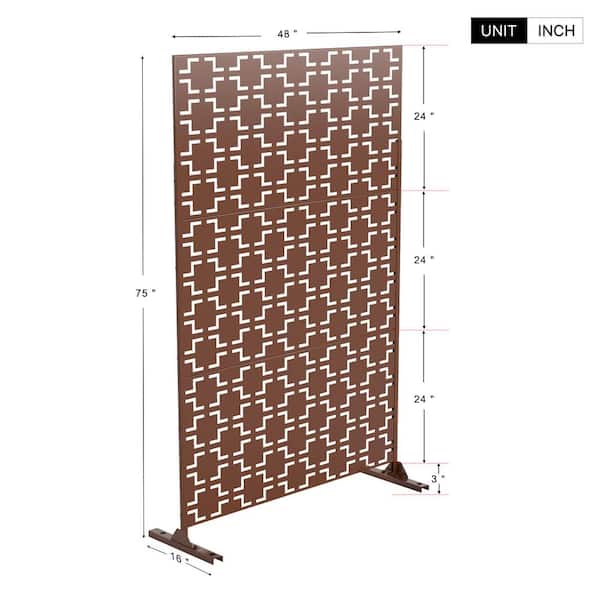 Lirago 47.2 in. W x 76 in. H Rust Color Metal Outdoor Privacy Screen Panels