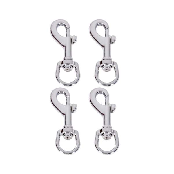 Flag Swivel Snap Clips 0.31 in. Adjustable Zinc Alloy Flagpole Hardware Heavy Duty Metal Hooks Silver 4-Pack