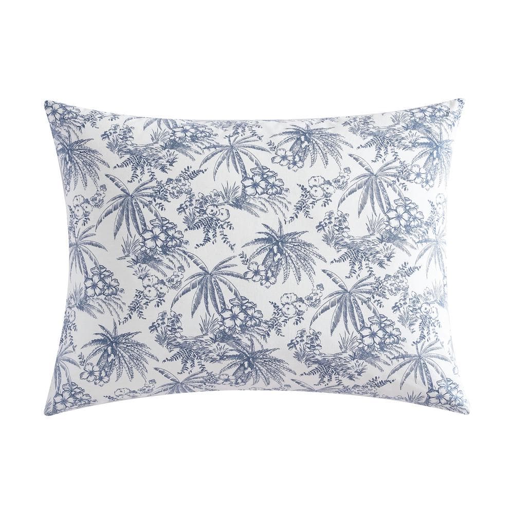 Pen and Ink Blue Floral Cotton Queen Duvet Cover Set