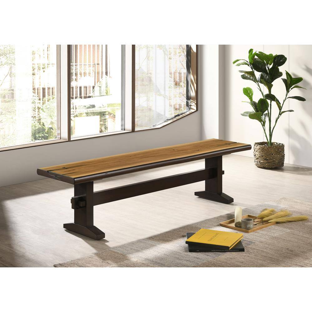 Bexley 70'' Transitional Trestle Dining Bench in Natural Honey
