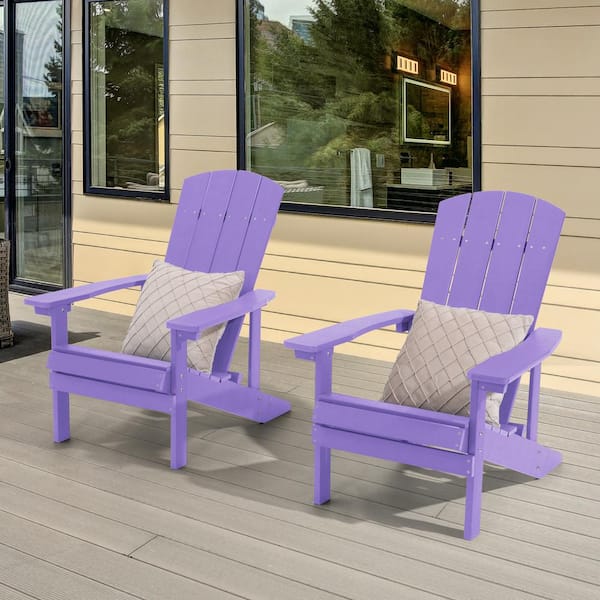 Sonkuki Purple Recyled Plastic Weather-Resistant Outdoor Patio Adirondack Chair (Set of 2)