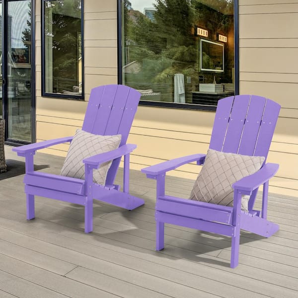 Purple Recyled Plastic Weather-Resistant Outdoor Patio Adirondack Chair (Set of 2)