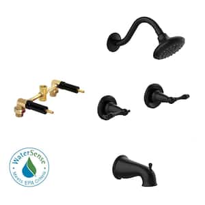 Oakmont 2-Handle 1-Spray Tub and Shower Faucet in Matte Black (Valve Included)