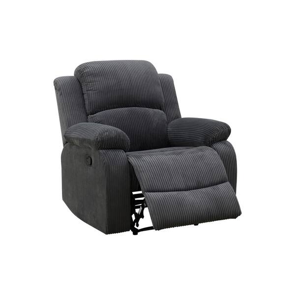 Bestier Grey Flannel Recliner Chair Contempary Manual Reclining With Overstuffed Arm & Back