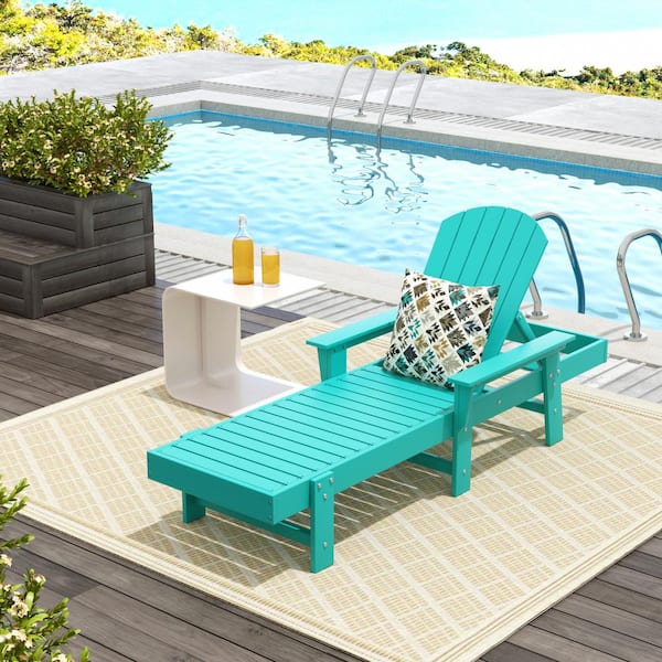WESTIN OUTDOOR Altura Turquoise HDPE Plastic Outdoor Adjustable Backrest Adirondack Chaise Lounger With Armrest