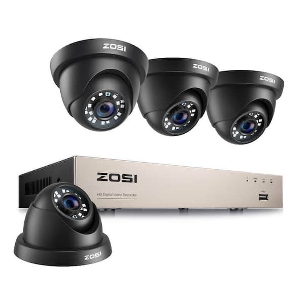 8-Channel H.265+ 2MP No Hard Drive DVR Outdoor Security Camera System with 4 Wired 1080p Cameras, Surveillance System