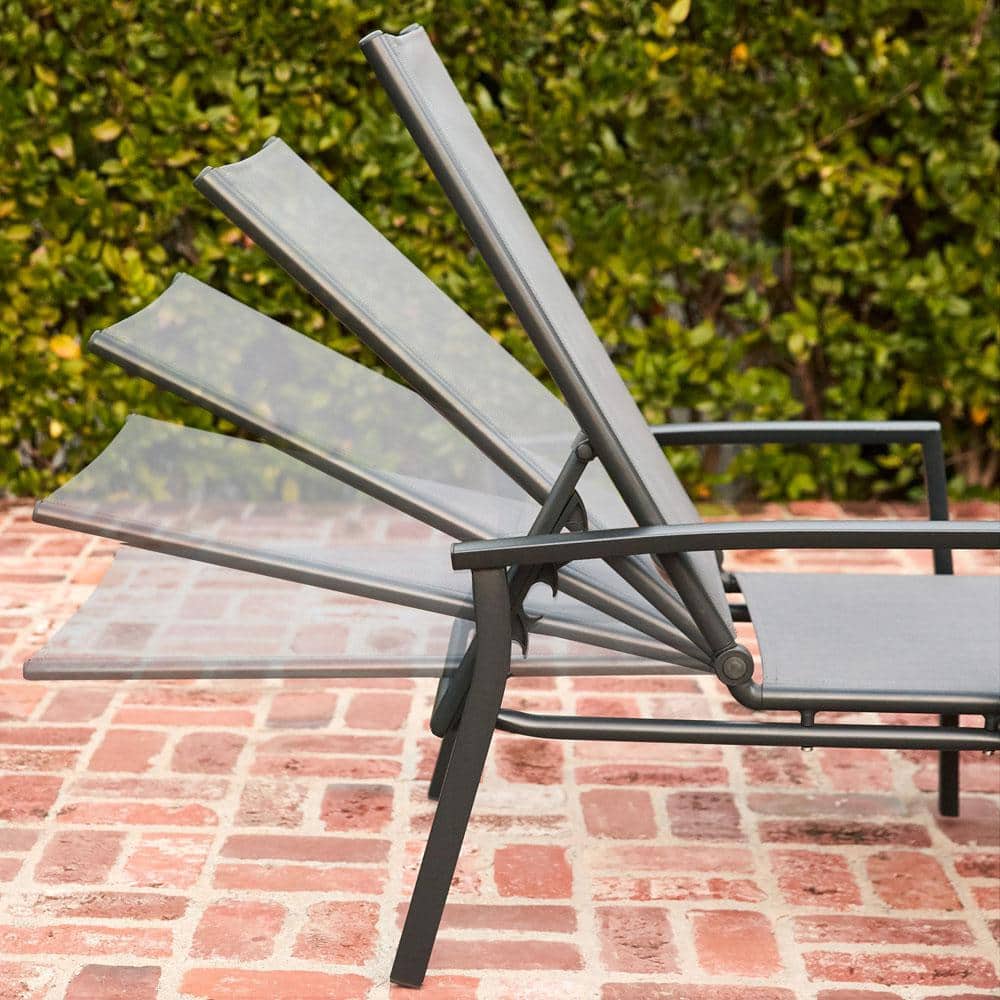 Naples Gray Aluminum Outdoor Chaise Lounge with Adjustable Backrest