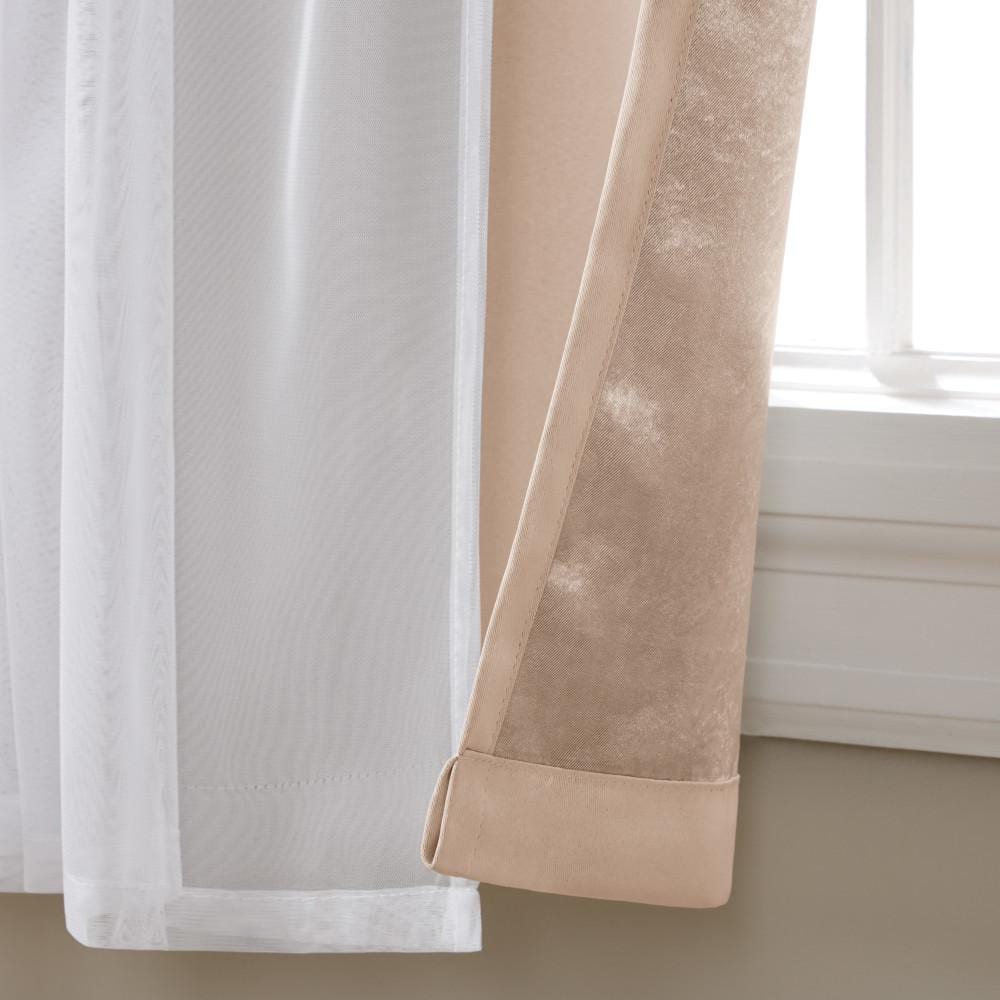 Rose Blush and Cloud Gray Blackout Sheer Grommet Curtain Panels