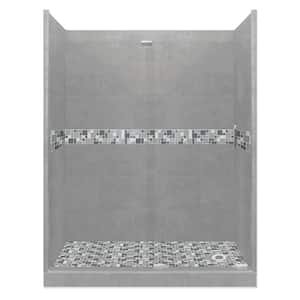 Newport Grand Slider 32 in. x 60 in. x 80 in. Right Drain Alcove Shower Kit in Wet Cement and Chrome Hardware