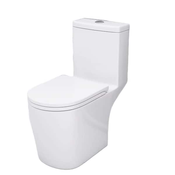 P-Trap. Dual Flush Elongated Toilet with Powerful Dual Flush, 3 Water Inlets Connect to Sink/Shower in White