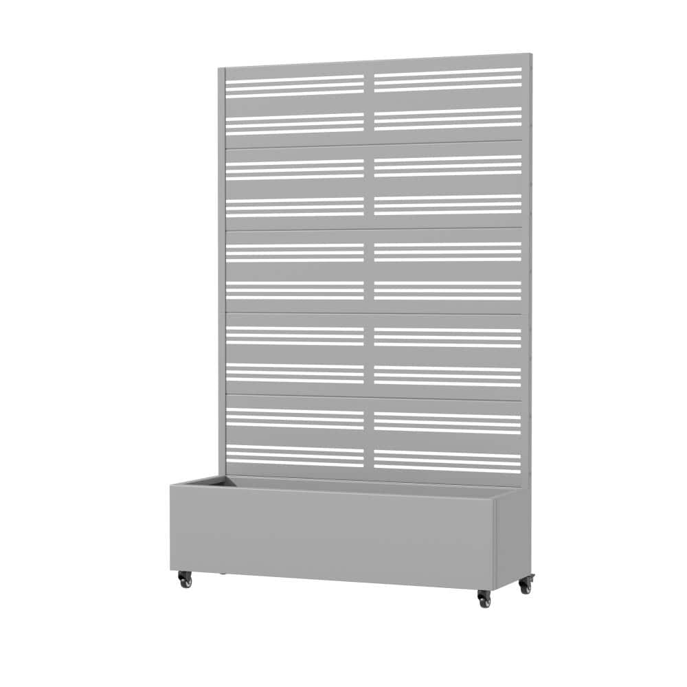 72 in. H x 47 in. W Gray Outdoor Galvanized Steel Privacy Screen Planter Box Trellis with Detachable Wheels price history on PriceWatchPro