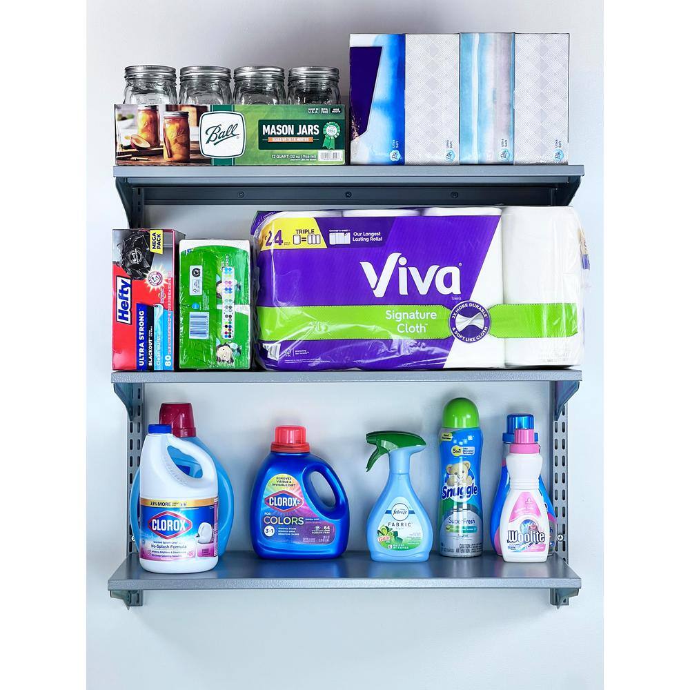 Sleek 31'' Gray Steel Wall-Mounted Shelf for Garage Organization