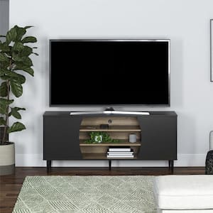 Delmar Media Console for TVs up to 65 in. Black and Natural