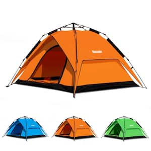 8 ft. x 7 ft. Orange Pop-up 4-Person Dome Camping Tent with Double-Deck