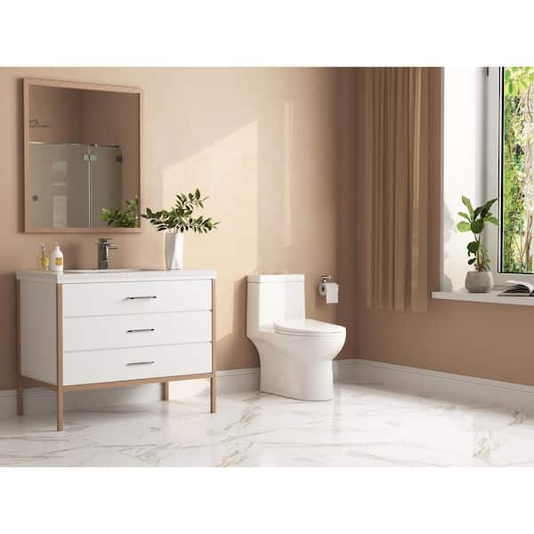 Ally 1-Piece 1.1/1.6 GPF Dual-Flush Elongated Toilet in Glossy White with Comfort Seat Height (Seat Included)