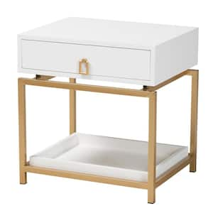 BYBLIGHT Fenley 1-Drawer Gold Nightstand Modern Bedside Table End Side Table  for Bedroom 15.7 in. D x 19.7 in. W x 25.59 in. H BB-CJ190GX - The Home  Depot