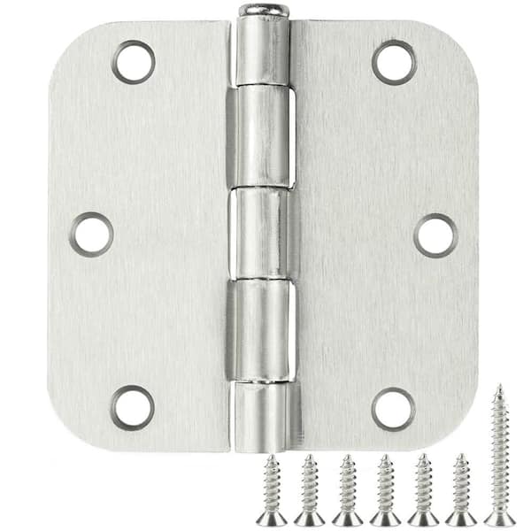 30-Pack Heavy Duty Interior Door Hinges, Rounded 5/8 in. Radius, Brushed Satin Nickel Finish, 3.5 in. Steel Hardware