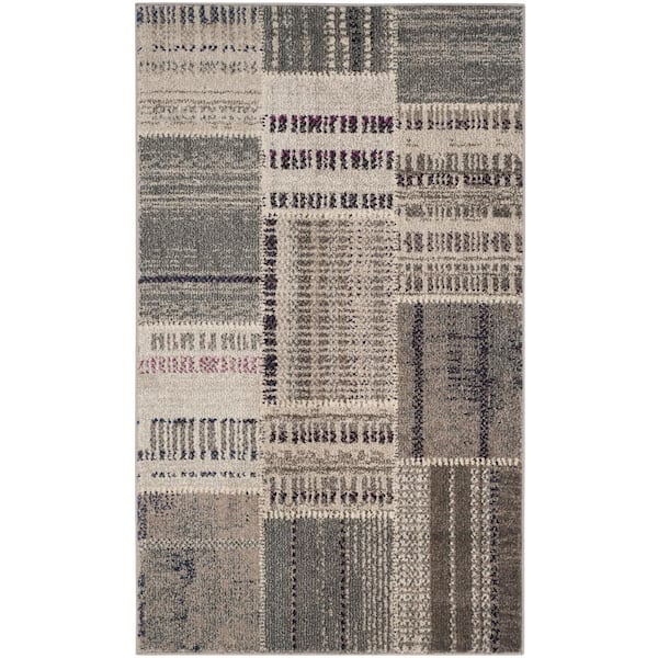 SAFAVIEH Monaco Grey/Multi Doormat 3 ft. x 5 ft. Geometric Area Rug