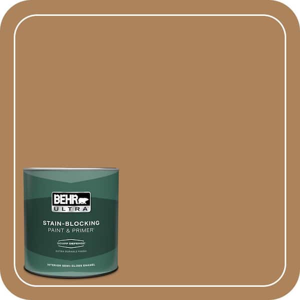 BEHR ULTRA 1 qt. #S260-6 Circus Peanut Extra Durable Semi-Gloss Enamel Interior Paint & Primer