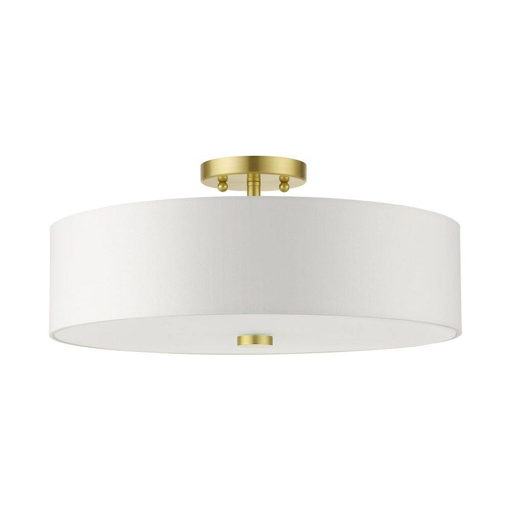 Satin Brass 18'' Drum Semi-Flush Mount Ceiling Light
