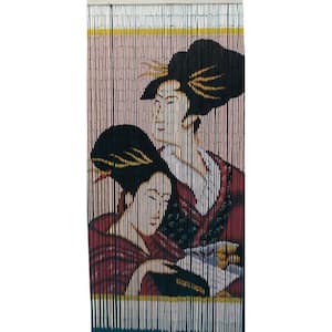 Bamboo 125 Strand Beaded 36 in. W x 78 in. L Curtain Panel in Japanese Geisha Pattern