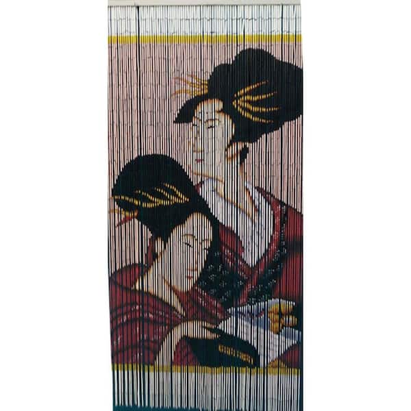 MGP Bamboo 125 Strand Beaded 36 in. W x 78 in. L Curtain Panel in Japanese Geisha Pattern