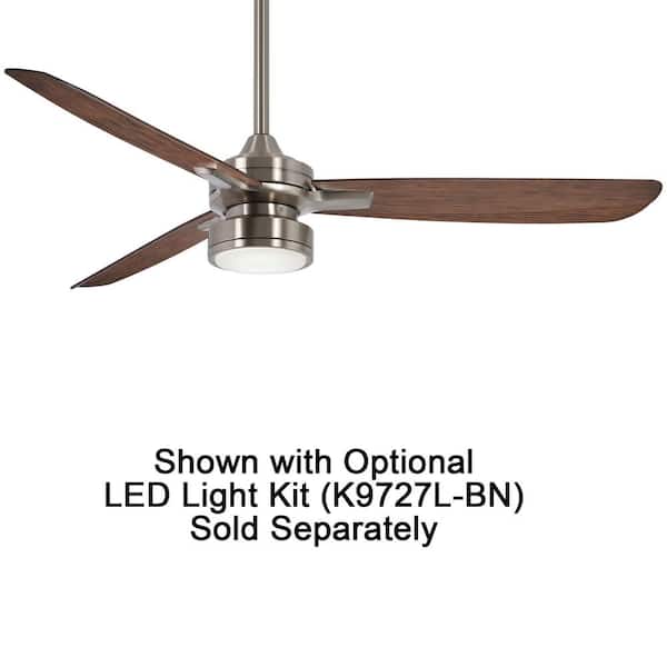 MINKA-AIRE Rudolph 52 in. Indoor Brushed Nickel with Medium Maple Ceiling Fan with Wall Control