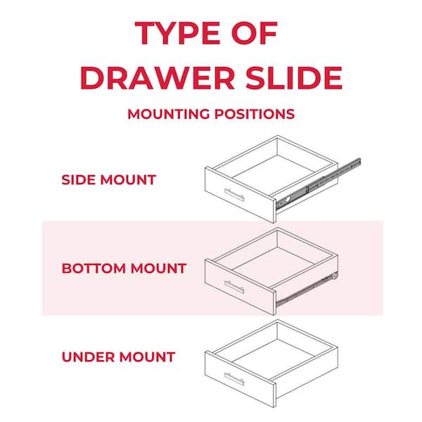 Everbilt 20 in. White Bottom Mount Drawer Slide Set (1-Pair
