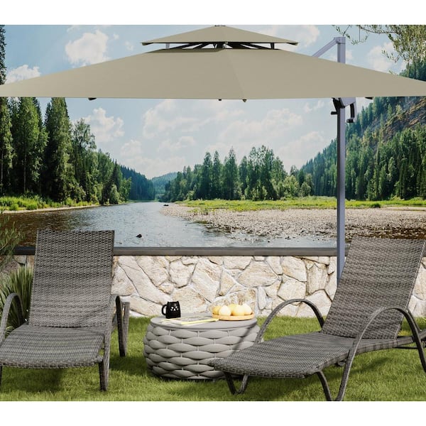 TWT Set of 6 Large Size Gray HDPE Wicker Outdoor Chaise Lounge Adjustable Backrest