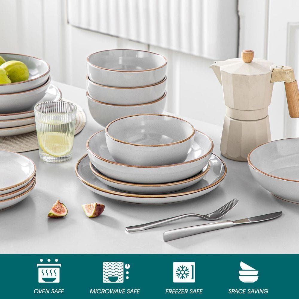 16-Piece Gray Stoneware Dinnerware Set - Thumbnail 3