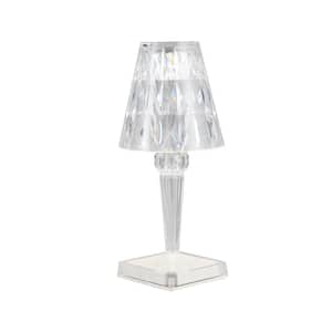 10.25 in. ambient elegant acrylic crystal-cut Rechargeable Table Lamps with Crystal Cut Shades