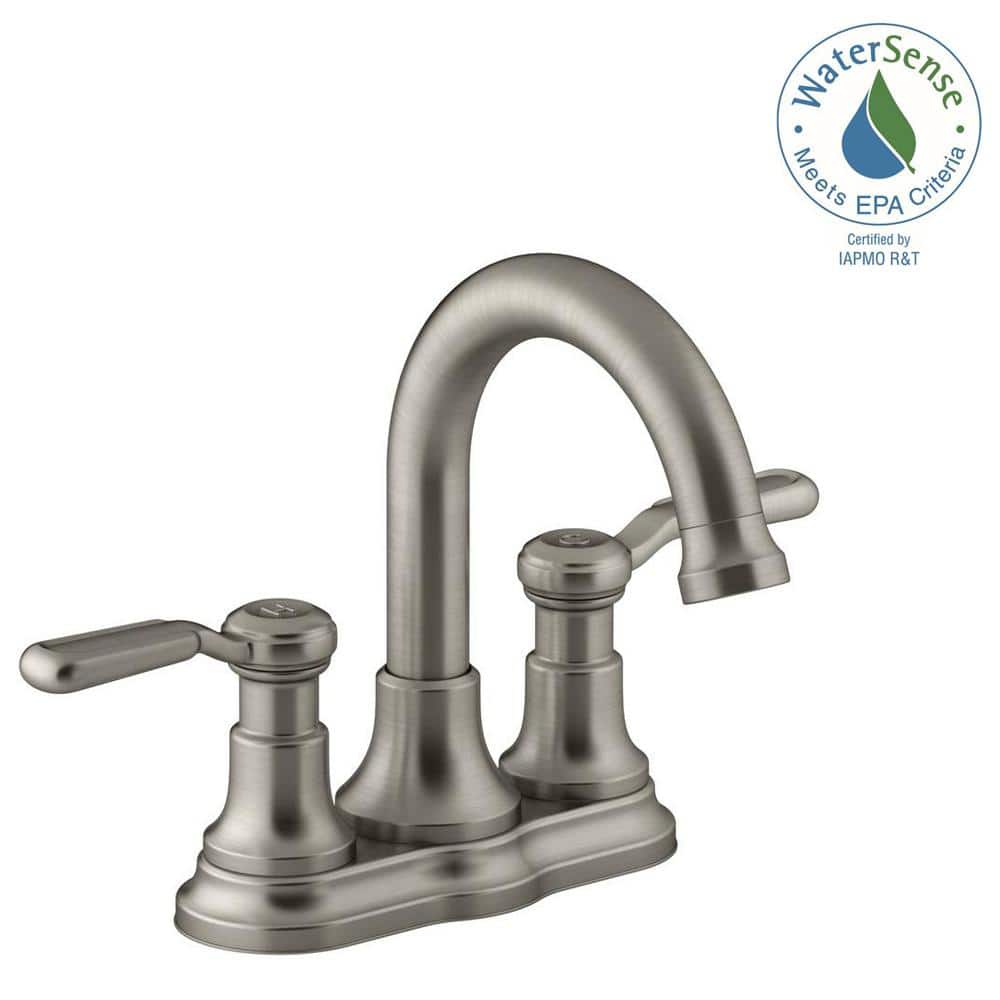 Elegant Brushed Nickel Dual-Handle High Arc Bathroom Faucet