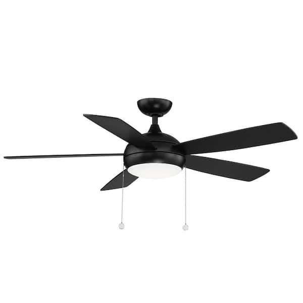 Wac Lighting 52 In Disc 5 Blade Energy Star Ceiling Fan Pull Chain Matte Black With 3000k Dimmable Led Light Kit F 002l Mb The Home Depot - Ceiling Fan Light Pull Chain Wont Work
