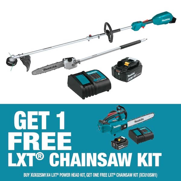 18V LXT Brushless Power Head Kit w/String Trimmer & Pole Saw Attachments 4. 0Ah with bonus 12 in. LXT 18V Chainsaw Kit