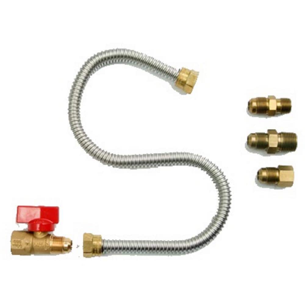 Stanbroil 3/8 X 12 Non-Whistle Flexible Flex Gas Line Connector Kit for  NG or LP Fire Pit and Fireplace