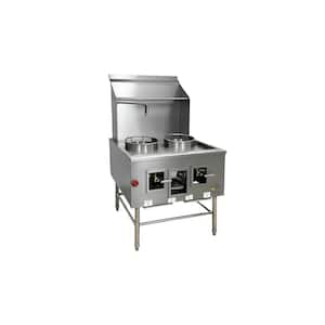 S13+13 in. 47.5 in. Commercial NSF Stainless Steel Chinese Wok Range Gas or Lp with Waterfall