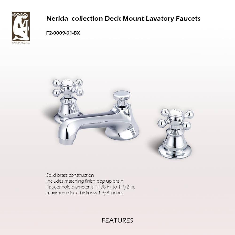 Classic Widespread Chrome Lavatory Faucet with Porcelain Labels