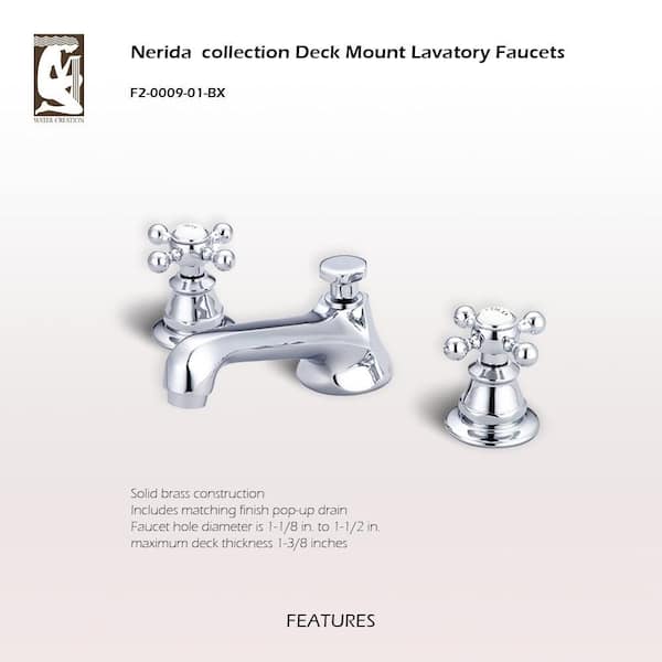 Water Creation 8 in. Widespread 2-Handle Century Classic Bathroom