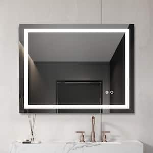 28 in. W x 36 in. H LED Lighted Rectangular Aluminium Framed Wall Bathroom Vanity Mirror in White