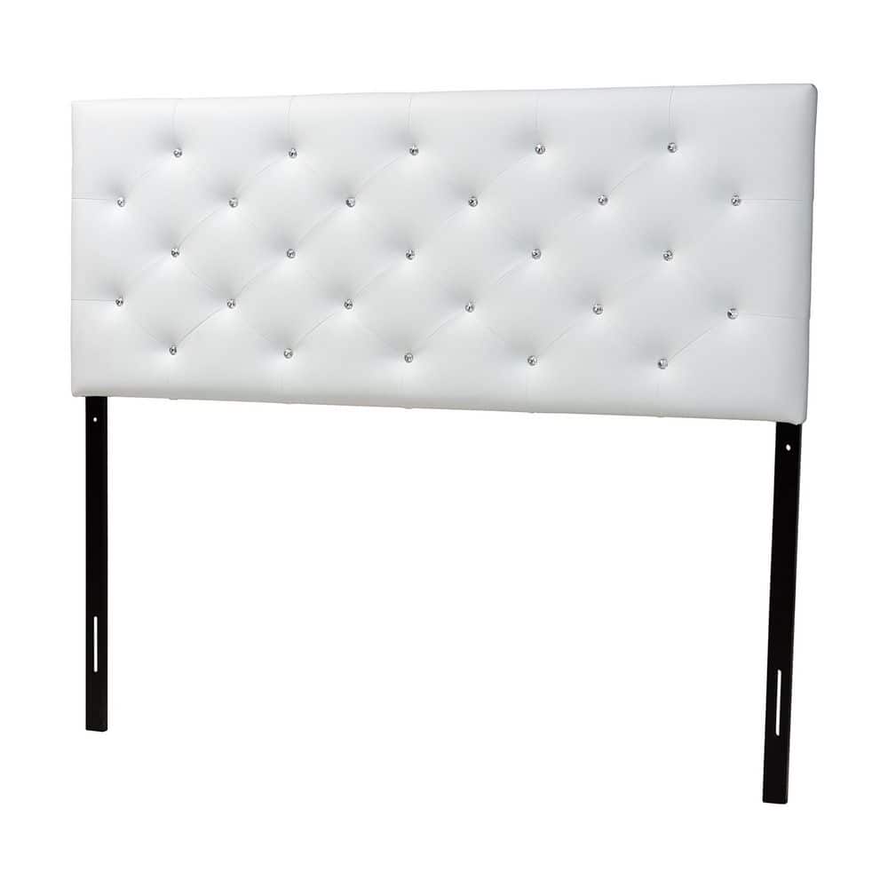 Viviana White Faux Leather Tufted Full Headboard
