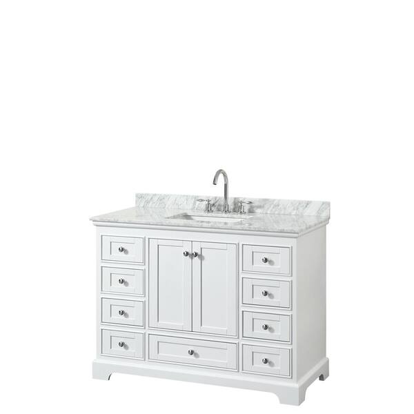 Wyndham Collection Deborah 48 In W X 22 In D Vanity In White With Marble Vanity Top In Carrara