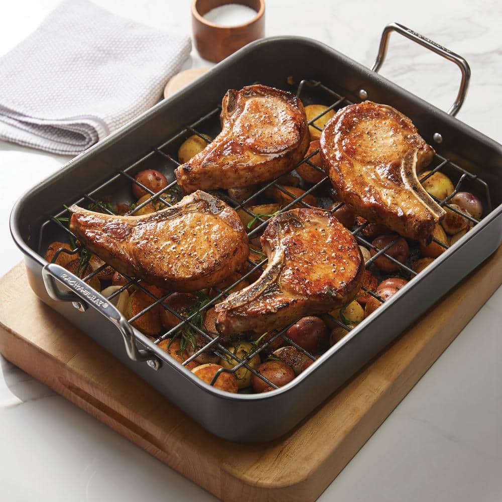 16.5" x 13.5" Nonstick Steel Roaster with Reversible Rack