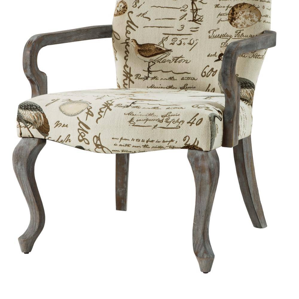 Handcrafted Ivory Microfiber Accent Chair with Birch Frame